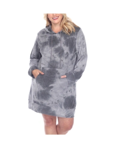 Shop White Mark Women's Plus Size Hoodie Tie Dye Sweatshirt Dress In Charcoal