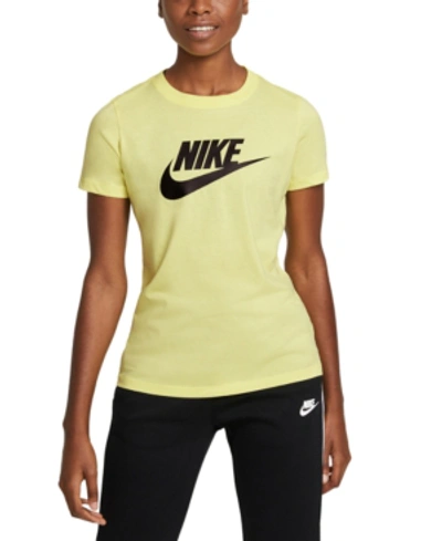Shop Nike Women's Sportswear Cotton Logo T-shirt In Zitron/black