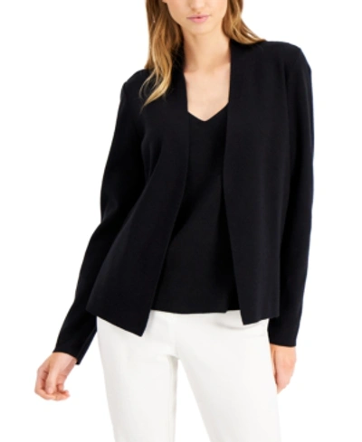 Shop Alfani Petite Open-front Cardigan, Created For Macy's In Deep Black