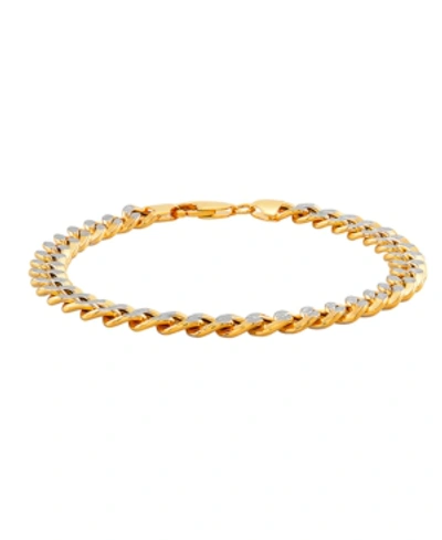 Shop Macy's Polished Diamond Cut 7mm Curb Chain Bracelet In 10k Yellow Gold