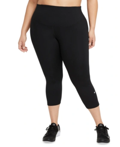 Shop Nike One Plus Size Cropped Leggings In Black/white