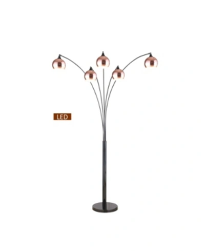Shop Artiva Usa Amore 86" Two-tone Led Floor Lamp With Dimmer In Rose Copper Jet Black