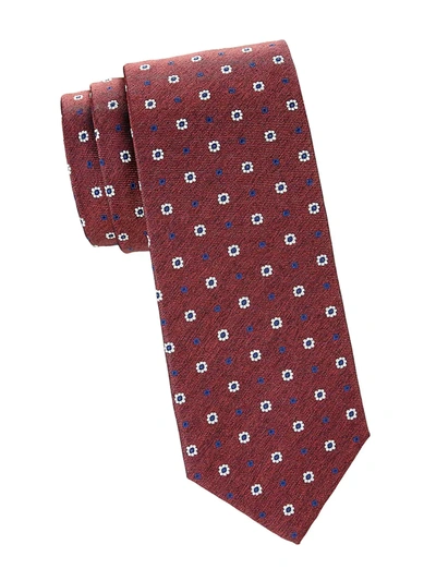 Shop Isaia Men's Floral Diamond Tie In Red