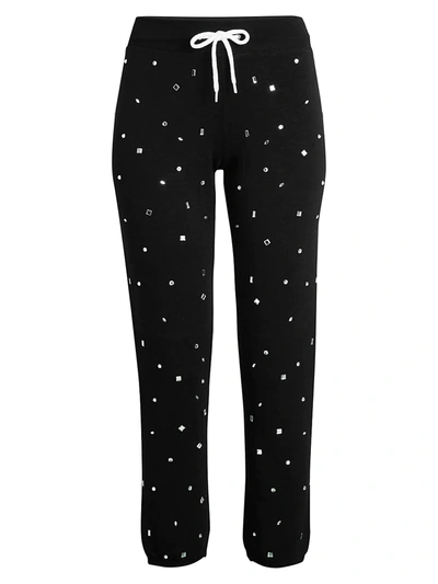 Shop Monrow Cluster Rhinestone Sweatpants In Black