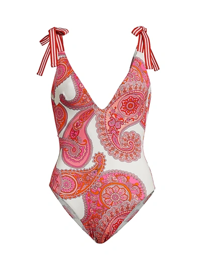 Shop Zimmermann Women's Peggy Paisley-print One-piece Swimsuit In Magenta Ivory Paisley