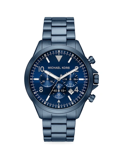 Shop Michael Kors Gage Navy Stainless Steel Bracelet Chronograph Watch