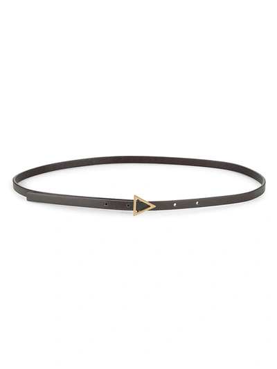 Shop Bottega Veneta Women's Triangle-buckle Leather Belt In Golden Brn