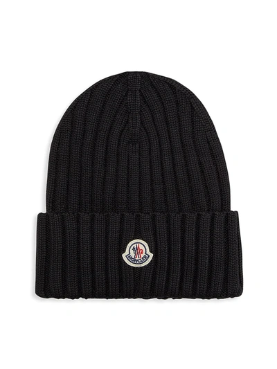 Shop Moncler Tricot Wool Beanie In Black