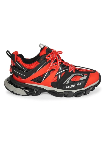 Shop Balenciaga Track Sneakers In Red Grey Black