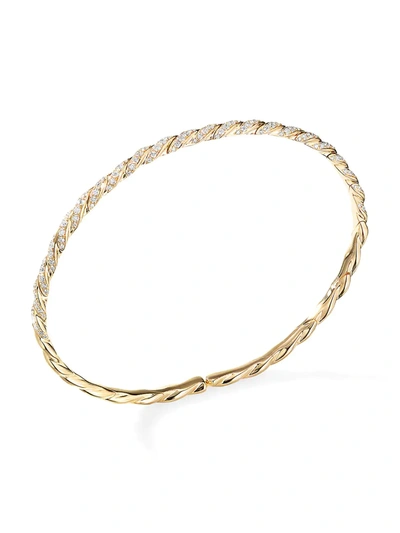 Shop David Yurman Women's Pavéflex Single Row Bracelet With Diamonds In 18k Yellow Gold