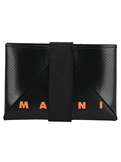 Shop Marni Origami Credit Card Case In Black Royal