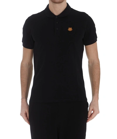 Shop Kenzo Tiger Patch Polo In Black