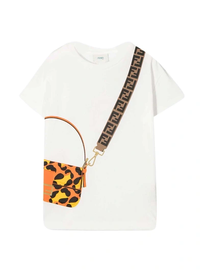 Shop Fendi White Teen T-shirt In Gesso