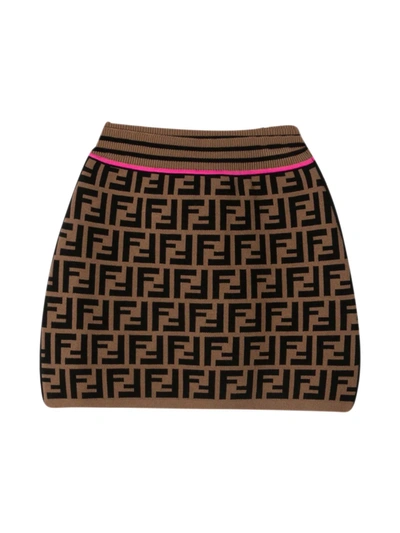 Shop Fendi Ff Brown Skirt In Marrone