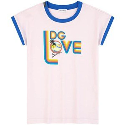 Shop Dolce & Gabbana Pale Pink Mini Me Graphic T-shirt