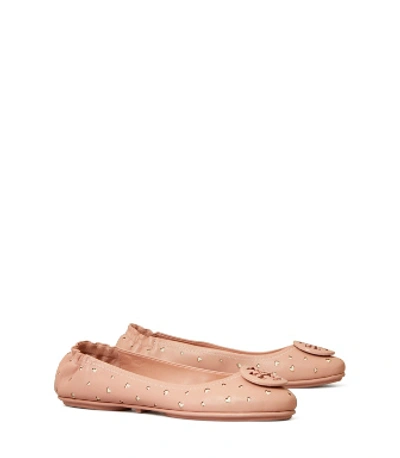 Shop Tory Burch Minnie Travel Ballet Flats, Cut-out Leather In Pink Moon/new Cream