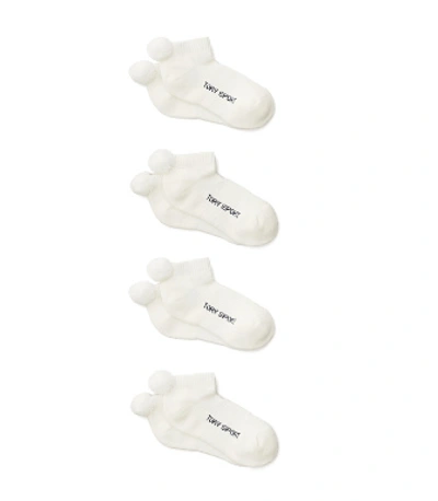 Tory Sport Performance Compression Pom-pom Socks, 4-pack In Snow White