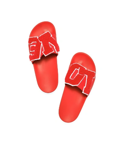 Shop Tory Sport Tory Burch Love Slide Sandals In Red/red/snow White