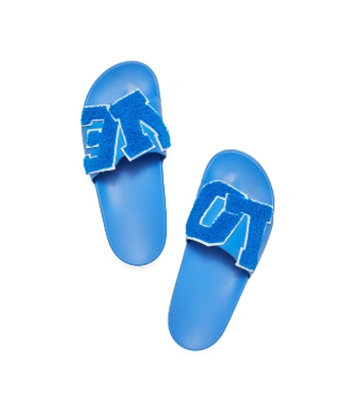 Shop Tory Sport Tory Burch Love Slide Sandals In Vintage Blue/ivory