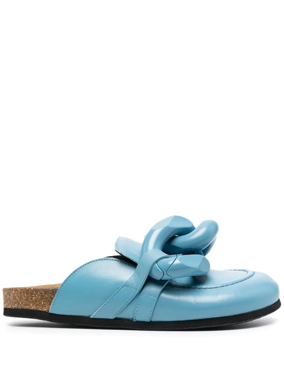 Shop Jw Anderson Chain Loafer Mules In Blue