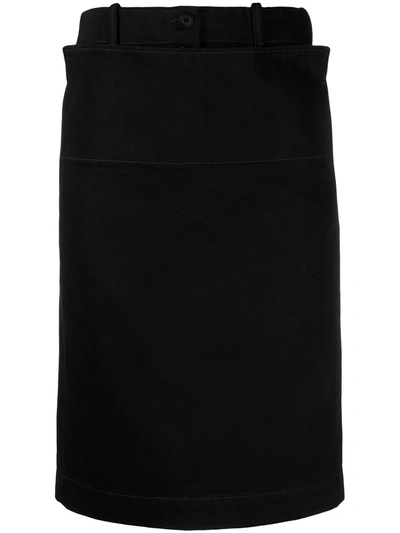 Shop Lemaire Straight Denim Skirt In Black