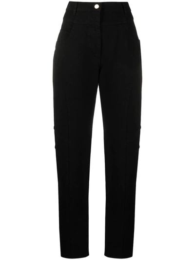 Shop Alberta Ferretti Straight-leg Cotton Trousers In Black