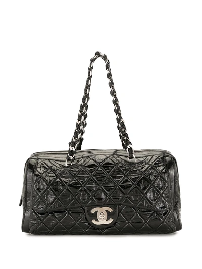 Pre-owned Chanel Cc Diamond-quilted Shoulder Bag In Black
