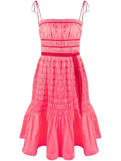 Shop Molly Goddard Shirred Mini Dress In Pink