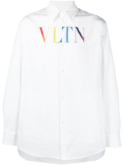 Shop Valentino Snap-fastening Logo Shirt In White