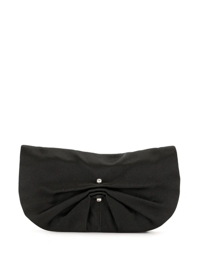 Pre-owned Saint Laurent Ruched Detail Clutch In Black