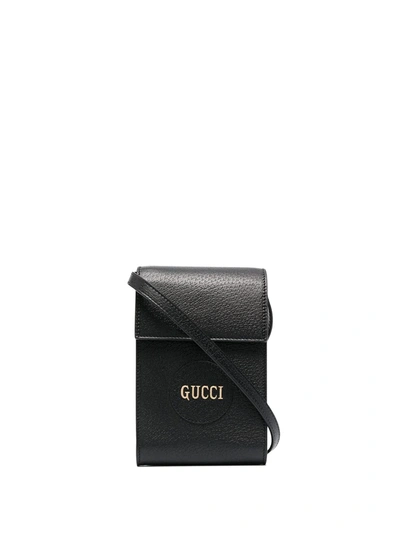 Shop Gucci Leather Pouch Shoulder Bag In Black