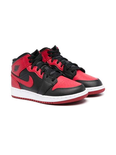 Shop Nike Teen Jordan 1 Mid Sneakers In Black