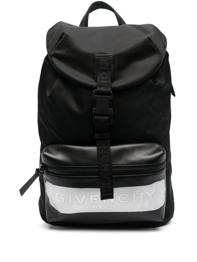 Shop Givenchy Logo Panel Drawstring Backpack In Black