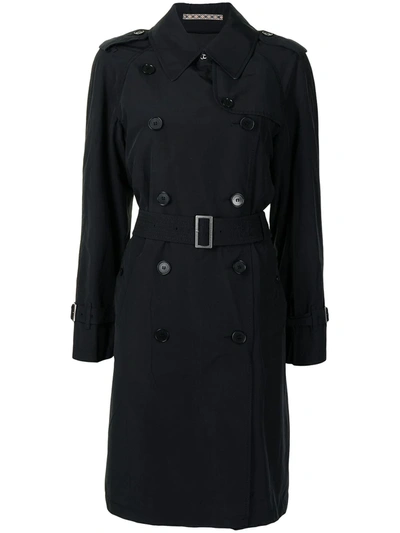 Pre-owned Burberry Belted Double-breasted Trench Coat In Black