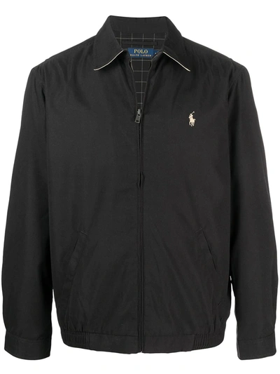 Shop Polo Ralph Lauren Embroidered Logo Jacket In Black