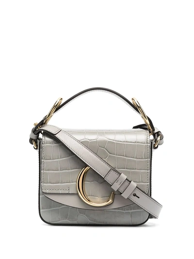 Shop Chloé Mini  C Bag In Grey