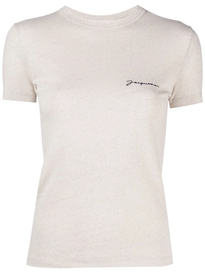 Shop Jacquemus Logo-print T-shirt In Neutrals