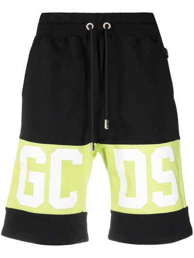 Shop Gcds Colour-blocked Logo Track Shorts In Black