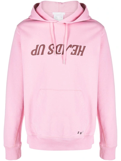Shop Helmut Lang Heads Up Cotton Hoodie In Pink