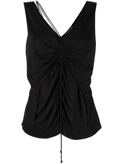 Shop Helmut Lang Scala Ruched Sleeveless Top In Black