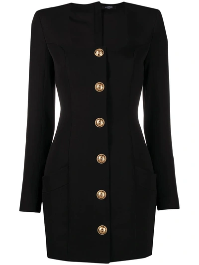 Shop Balmain Button-embellished Dress In Black