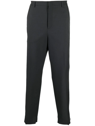 Shop Valentino Side-stripe Wide-leg Tailored Trousers In Grey