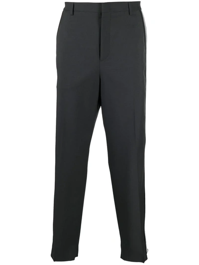 Valentino Side-stripe Wide-leg Tailored Trousers In Grey