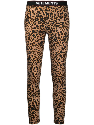 Shop Vetements Leopard Print Leggings In Black
