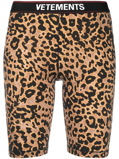 Shop Vetements Leopard Print Shorts  In Brown ,black