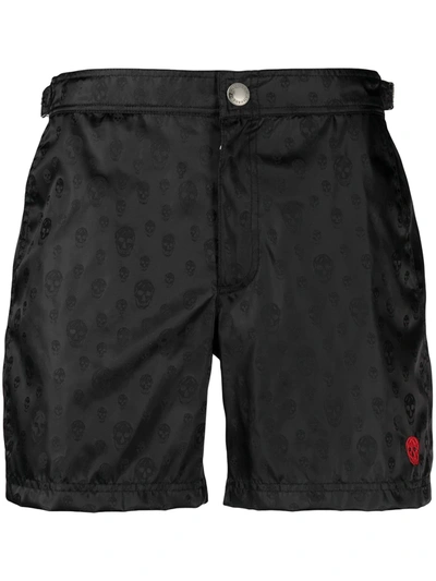 Shop Alexander Mcqueen Skull-print Swim Shorts In Black