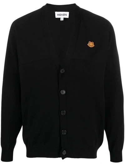 Shop Kenzo Appliqué Cotton Cardigan In Black