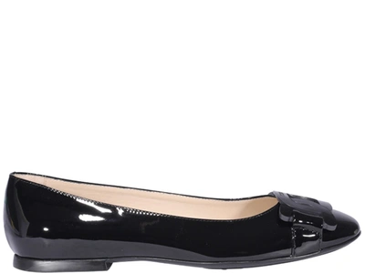 Shop Tod's Patent Leather Ballets In Black