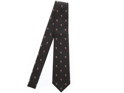 Shop Alexander Mcqueen Skull Tie In Black/pink