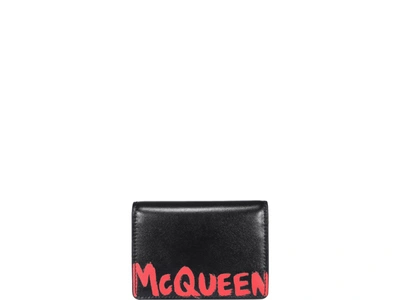 Shop Alexander Mcqueen Logo Graffiti Cards Holder In Black